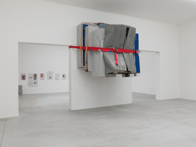 Installation view of sculptures by Matias Faldbakken