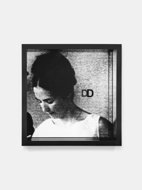 Adam Pendleton System of Display, D (AROUND/Jean-Marie Straub, Not Reconciled, Or Only Violence Helps Where Violence Rules, 1965) 2011 Silkscreen ink on plexiglass and mirror 24.92 × 24.92 × 7.94 cm / 9 13/16 × 9 13/16 × 3 1/8 in