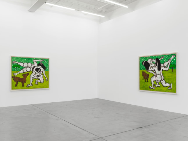 Installation view of Carroll Dunham painting exhibition