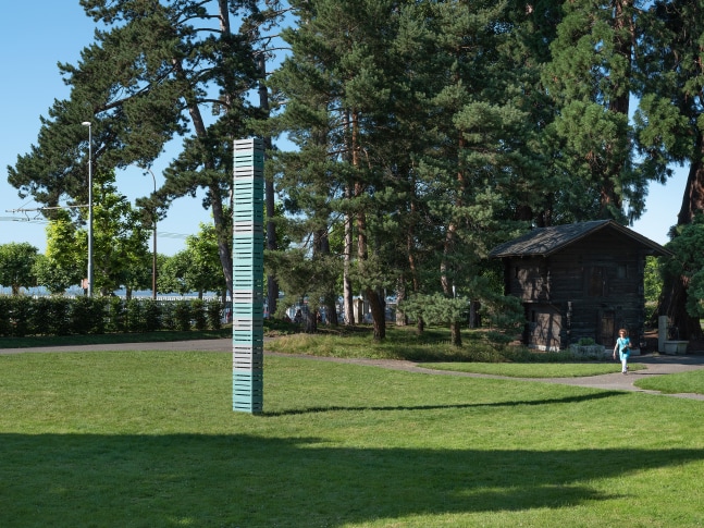 Installation view of sculpture by Valentin Carron