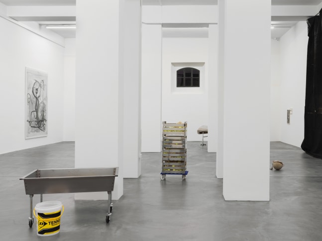 Installation view of paintings and sculptures group exhibition