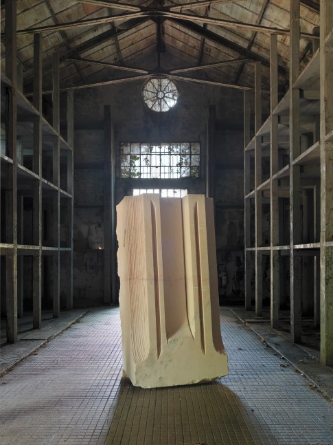 Installation view of sculpture by Trisha Donnelly