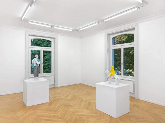 Installation view of sculptures by Valentin Carron