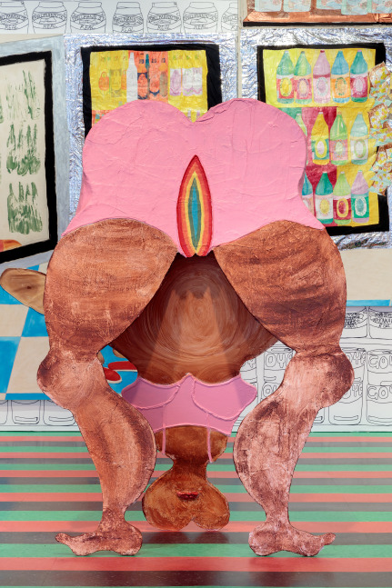 Installation view of sculpture by Tschabalala Self