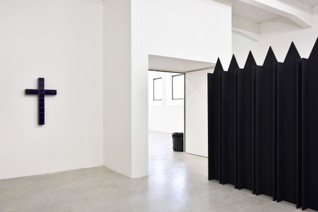 Installation view of sculptures by Valentin Carron