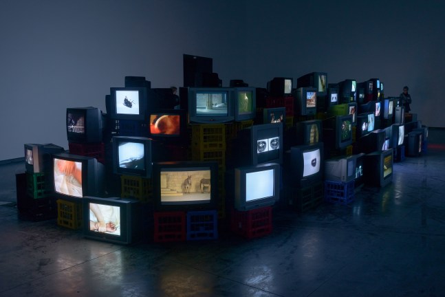 Installation view of video work by Douglas Gordon