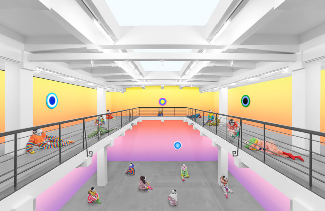 Installation view of sculptures by Ugo Rondinone