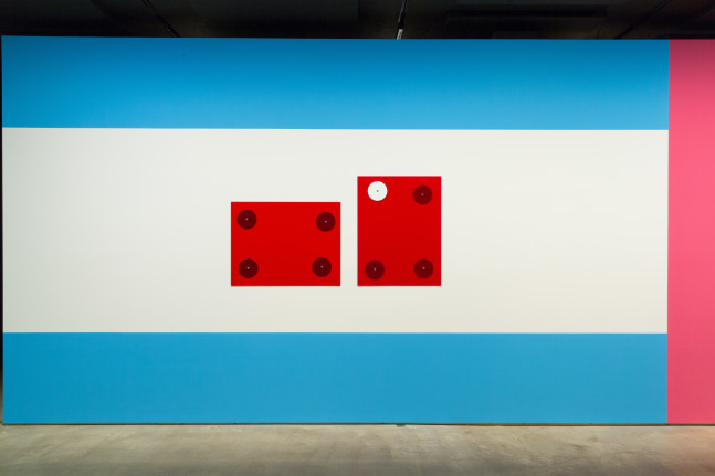 Installation view of wall works by Gerwald Rockenschaub