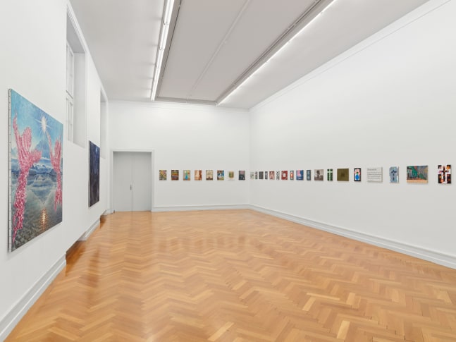 Installation view of sculptures and paintings by Jean-Frédéric Schnyder