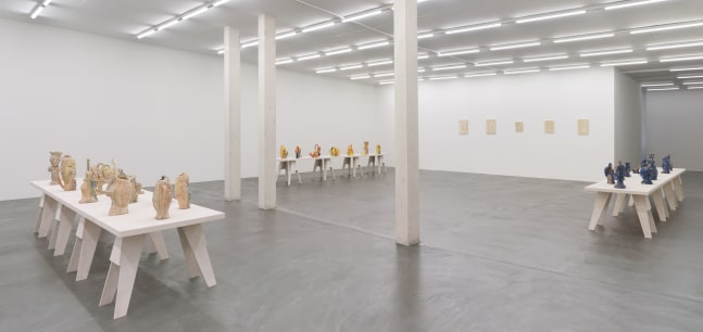 Installation view of Andrew Lord sculptures and reliefs exhibition