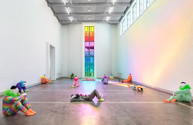 Installation view of sculptures by Ugo Rondinone