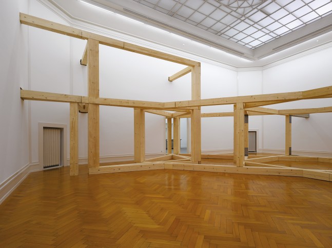 Installation view of sculpture by Oscar Tuazon