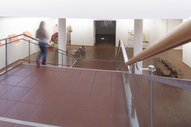 Installation view of videos and sculptures by Trisha Donnelly