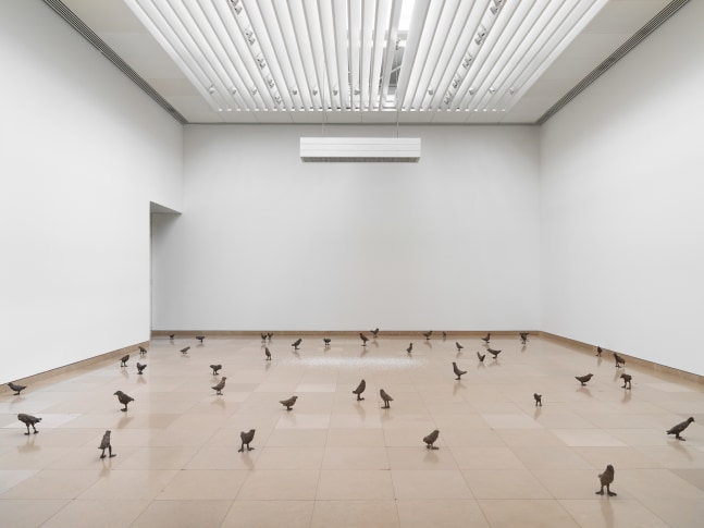 Installation view of sculptures by Ugo Rondinone