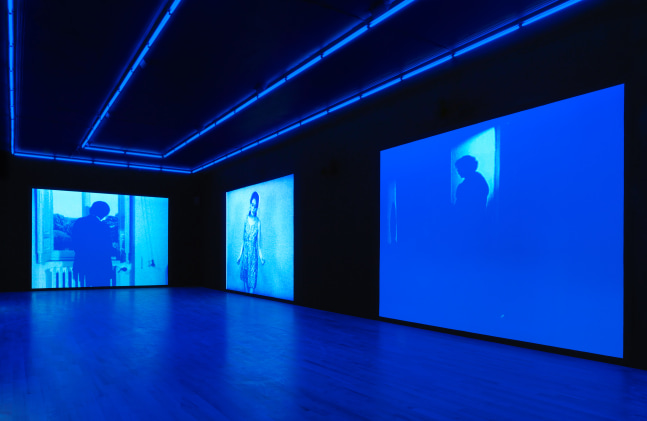 Installation view of sculptures by Ugo Rondinone