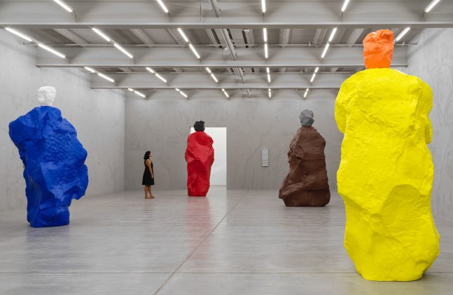 Installation view of sculptures by Ugo Rondinone