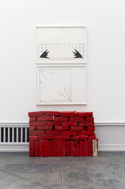 Installation view of sculptures by Matias Faldbakken