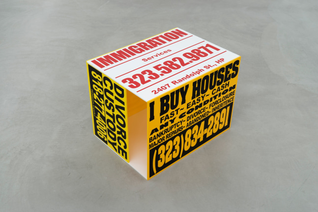 Sculpture by Walead Beshty, I BUY HOUSES FAST EASY CASH ANY CONDITION BANKRUPTCY DIVORCE FORCLOSURE MAJOR REPAIRS ABANDONED INHERITANCE (323) 834-2891; NEED TO SELL YOUR HOUSE? WE BUY HOUSES FAST. CASH. NOW. 714-397-8620; IMMIGRATION Services 323.582-9871 2407 Randolph St., HP; $$$ COMPRO CASAS 310-803-5360; DIVORCE CUSTODY 818-277-4006 Hablamos Español; WE BUY HOUSES 4 CA$H (323) 314-0403 2020 Cast acrylic, acrylic enamel, vinyl screen ink 45.5 x 45.5 x 61 cm / 18 x 18 x 24 in