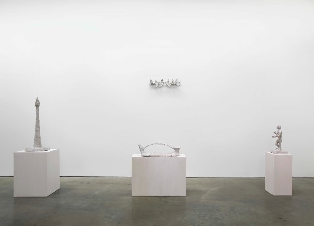 Installation view of sculptures by Andrew Lord