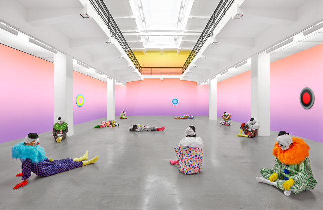 Installation view of sculptures by Ugo Rondinone