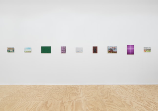 Installation view of Jean-Frédéric Schnyder paintings and cardboard sculpture exhibition