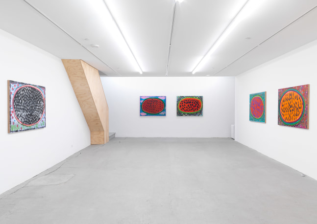 Installation view of Josh Smith paintings exhibition