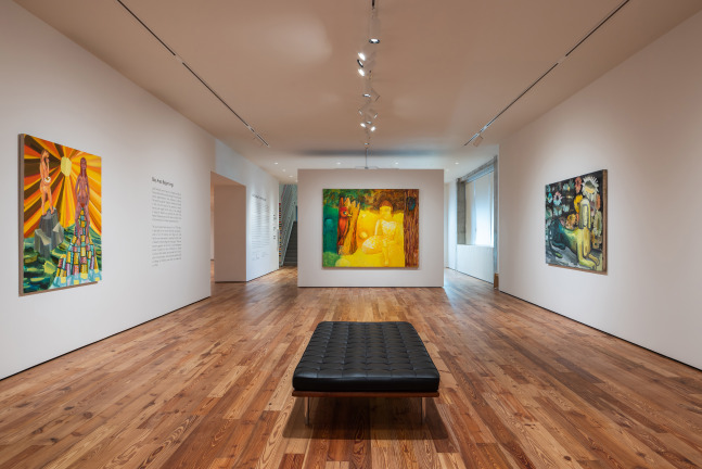 Installation view, Judith Linhares: The Artist as Curator, Sarasota Art Museum, Sarasota, FL, Photo by Ryan Gamma