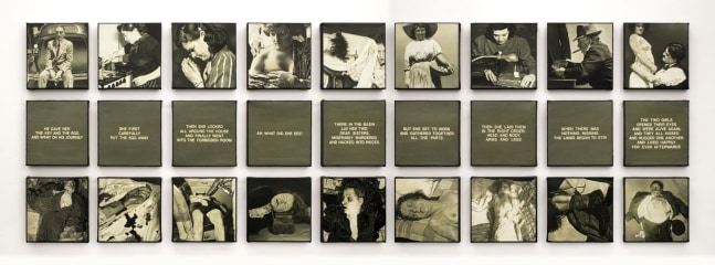 Dotty Attie
Dear Sisters, 1998
oil on linen, 27 panels
each: 6 x 6 ins. (15.2 x 15.2 cm)
overall: 26 x 86 1/2 ins. (10.2 x 33.9 cm)

&amp;nbsp;