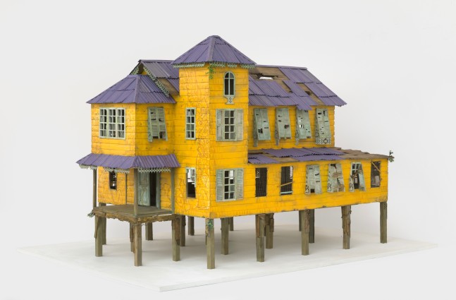 Hew Locke
Jumbie House 2, 2022
acrylic on wood with metal and textile additions
39 x 64 3/8 x 48 ins.
99.1 x 163.5 x 121.9 cm
&amp;nbsp;