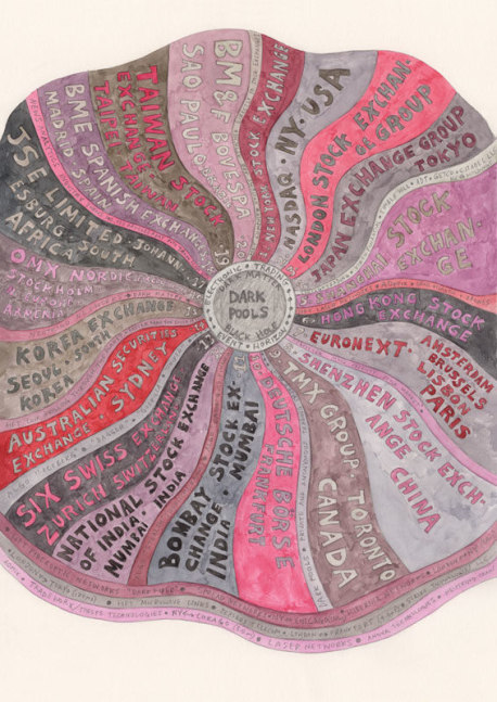 Suzanne Treister, HFT The Gardener/Diagrams/20 Stock Exchanges, 2015