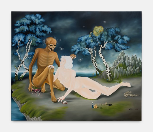 Sanam Khatibi
Where our love once lay, a dark and tortured jungle grew, 2023
oil and pencil on canvas
82 5/8 x 98 3/8 ins.
210 x 250 cm
(KHATIBI-086)