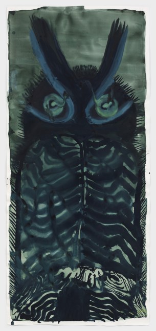 Allison Schulnik
Owl #9 (Yellow Eyes), 2022
gouache on paper
96 x 42 ins.
243.8 x 106.7 cm