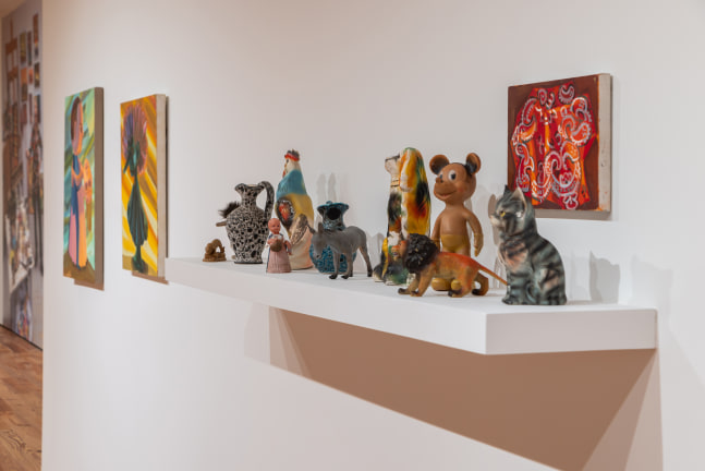 Installation view, Judith Linhares: The Artist as Curator, Sarasota Art Museum, Sarasota, FL, Photo by Ryan Gamma