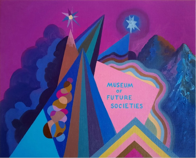 Suzanne Treister
Kabbalistic Futurism/Architectures/Museums/Museum of Future Societies, 2023
Oil on canvas
33 x 41 cm