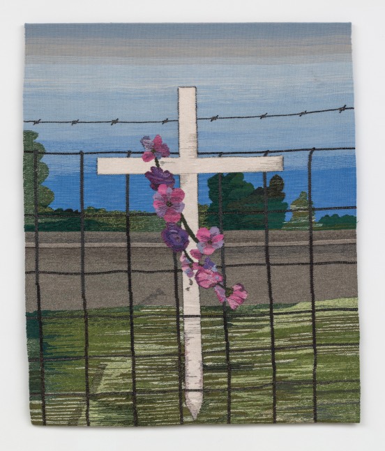 Erin M. Riley
Highway Memorial 9, 2018
wool and cotton tapestry
58 x 48 ins.
147.3 x 121.9 cm
