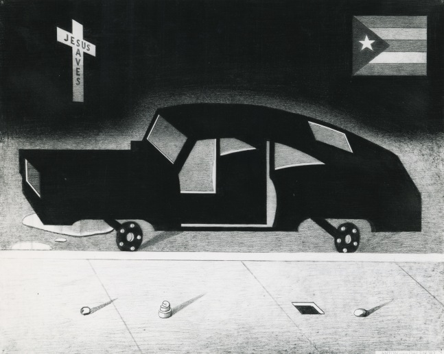 Anton van Dalen
Car, Jesus Saves and P.R Flag, 1982
graphite on paper
23 x 29 in.
58.42 x 73.66 cm