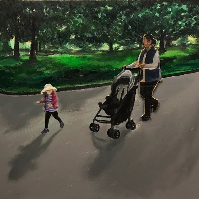 Ramiro Gomez, A Little Girl Chasing Her Shadow, With Her Nanny Close Behind, 2017