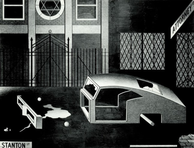 Anton van Dalen, Night Synagogue and Stripped Car, 1976