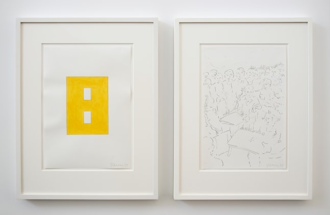 Franz Erhard Walther
Untitled (B), 2013
two drawings: gouache and graphite on paper, graphite on paper
16 1/2 x 11 3/4 ins. each
41.9 x 29.8 cm each