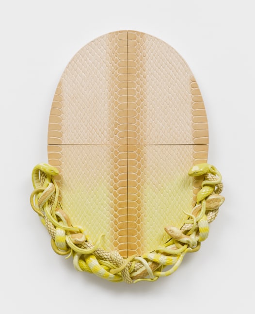 Jessica Stoller
Skin to Scale, 2023
porcelain, glaze, china paint, wood
22 1/2 x 14 1/2 x 2 1/2 ins.
57.1 x 36.8 x 6.3 cm
&amp;nbsp;