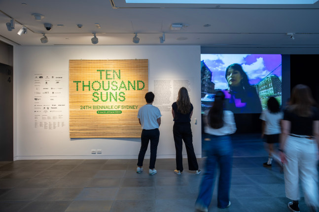 Installation view, 24th Biennale of Sydney, Ten Thousand Suns, 2024, Chau Chak Wing Museum, University of Sydney. Photograph: David James.