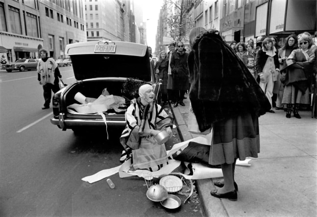 Jimmy DeSana, Untitled (Stephen Varble Performing Gutter Art with Onlooker), 1975