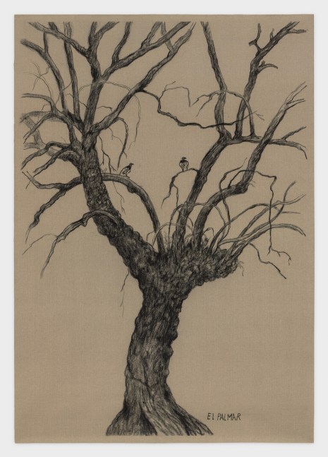 Nohem&amp;iacute; P&amp;eacute;rez
El Palmar No. 2, 2022
charcoal and embroidery on canvas
82 5/8 x 58 1/4 ins.
210 x 148 cm