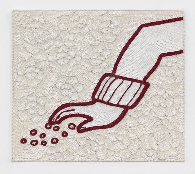 Guadalupe Maravilla
Embroidery, 2019
hand stitched sequin embroidery
18 x 18 ins.
45.7 x 45.7 cm