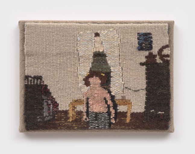 Erin M. Riley
Topless, 2024
wool, cotton sewn to stretched linen
8 x 11 ins.
20.3 x 27.9 cm