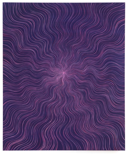 Karen Arm, Untitled (Pink Wavy Ray on Purple), 2016