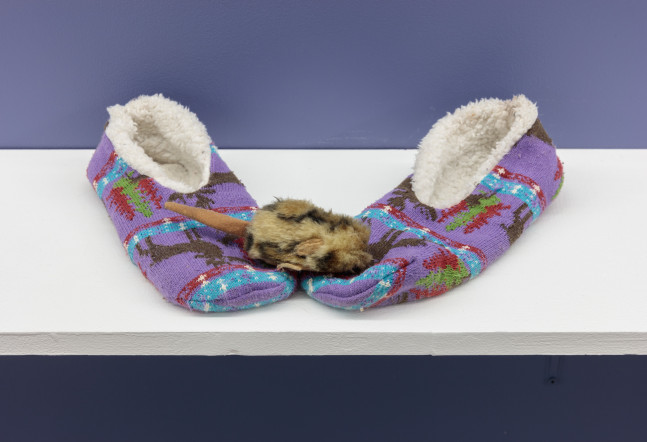 Carolee Schneemann, Assemblage; slippers with toy mouse
