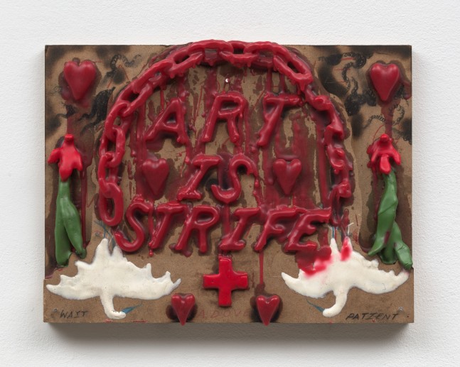 Harry Gould Harvey IV
Art Is Life_Life Is Death (Antigestmunst-Kunstwerk) Blight Of The Lobeliaciae, 2023
Charcoal, red casting wax, encaustic wax, MDF, stainless steal nails
9 x 12 ins.
22.9 x 30.5 cm