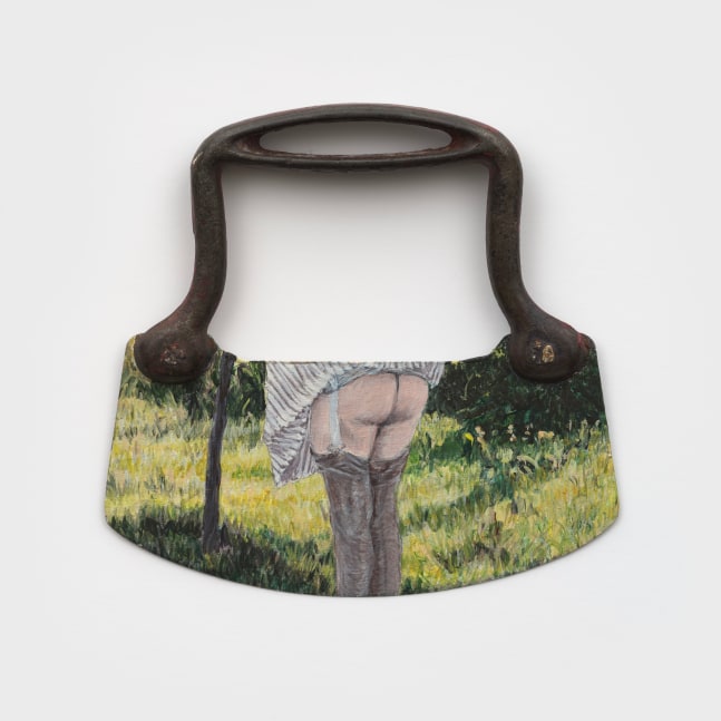 Betty Tompkins
Fanny, 2000
acrylic on stainless steel with cast iron handle
5 1/4 x 5 1/2 ins.
13.3 x 14 cm