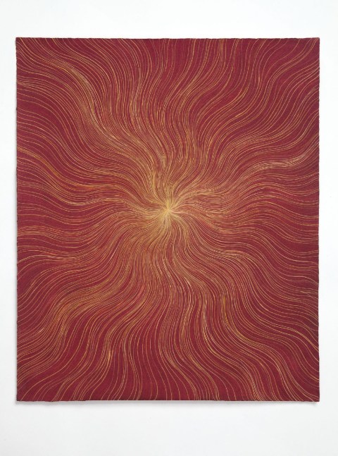 Karen Arm, Untitled (Yellow Wavy Ray on Red), 2016